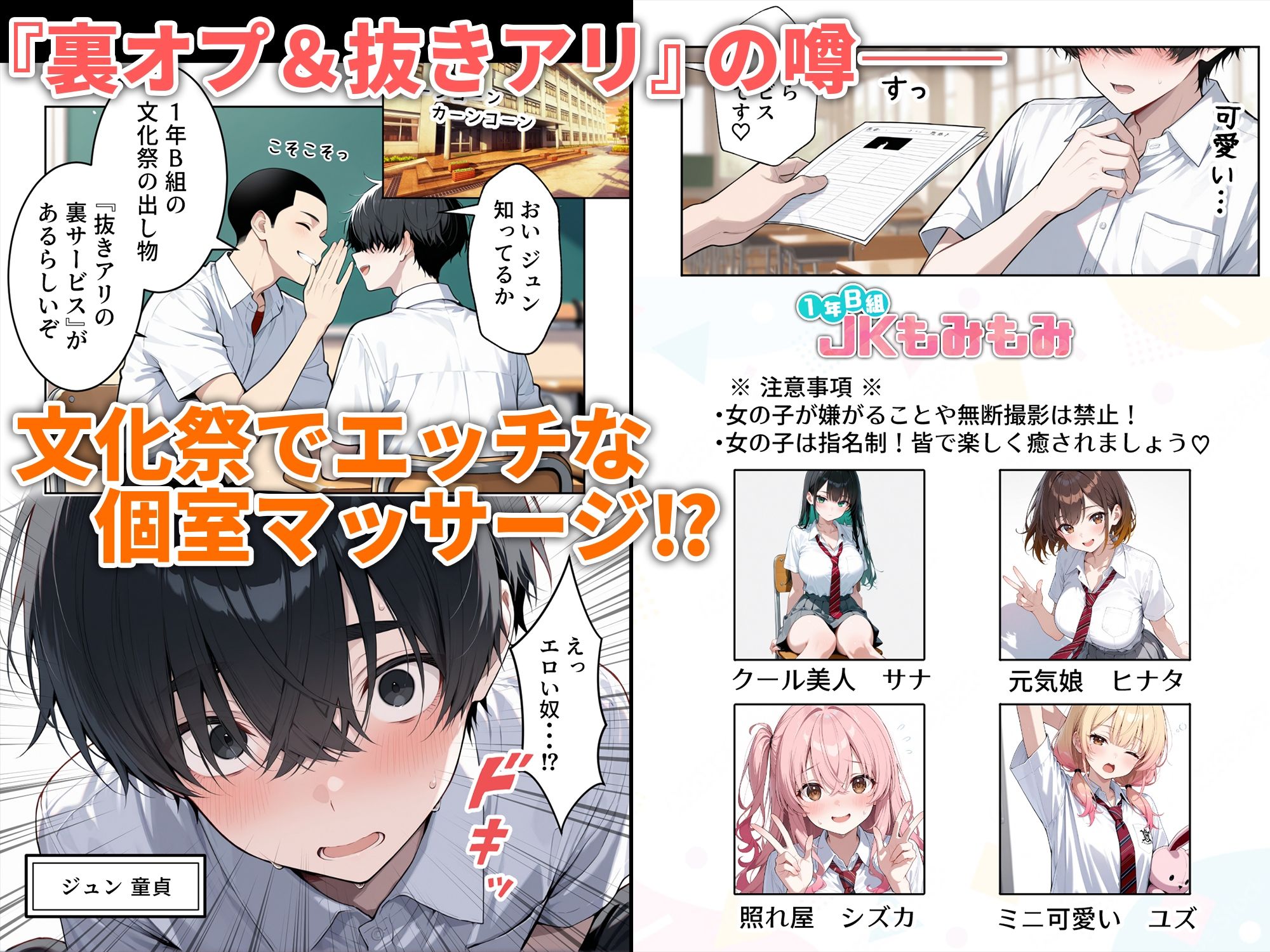 文化祭えっち JKの個室マッサージ喫茶で裏オプ甘々SEX（はーと）【だぶるクリっく】の無料抜きポイント画像