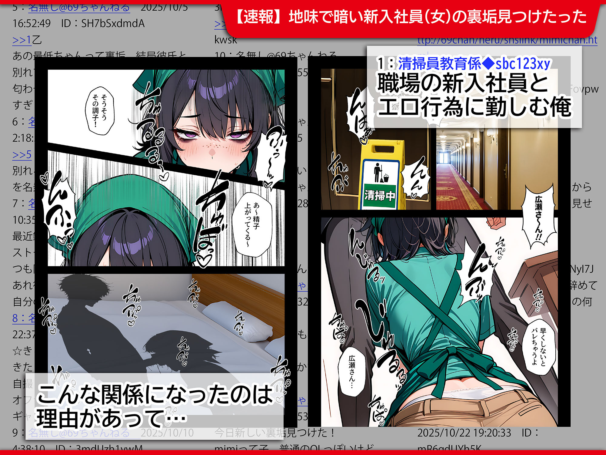 地味でブスだと思ってた新人清掃員の裏垢特定 粘着SEXで彼氏と別れさせた物語【69ちゃんねる】の無料抜きポイント画像