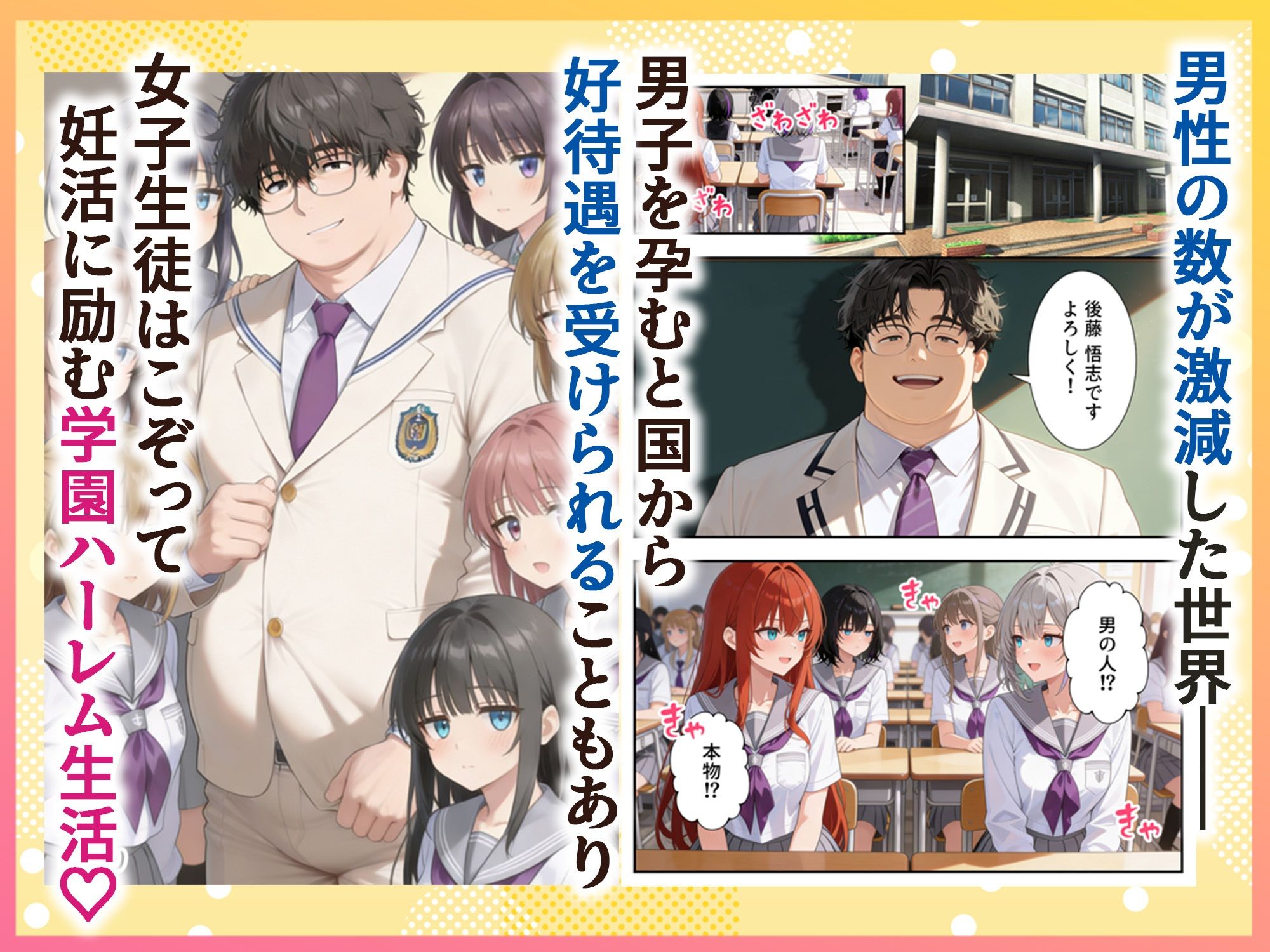 【無料エロ漫画】妊活ハーレム学園2 〜イケメンに全部奪われたけど転校したらまたデブス俺がチンポ王に！〜