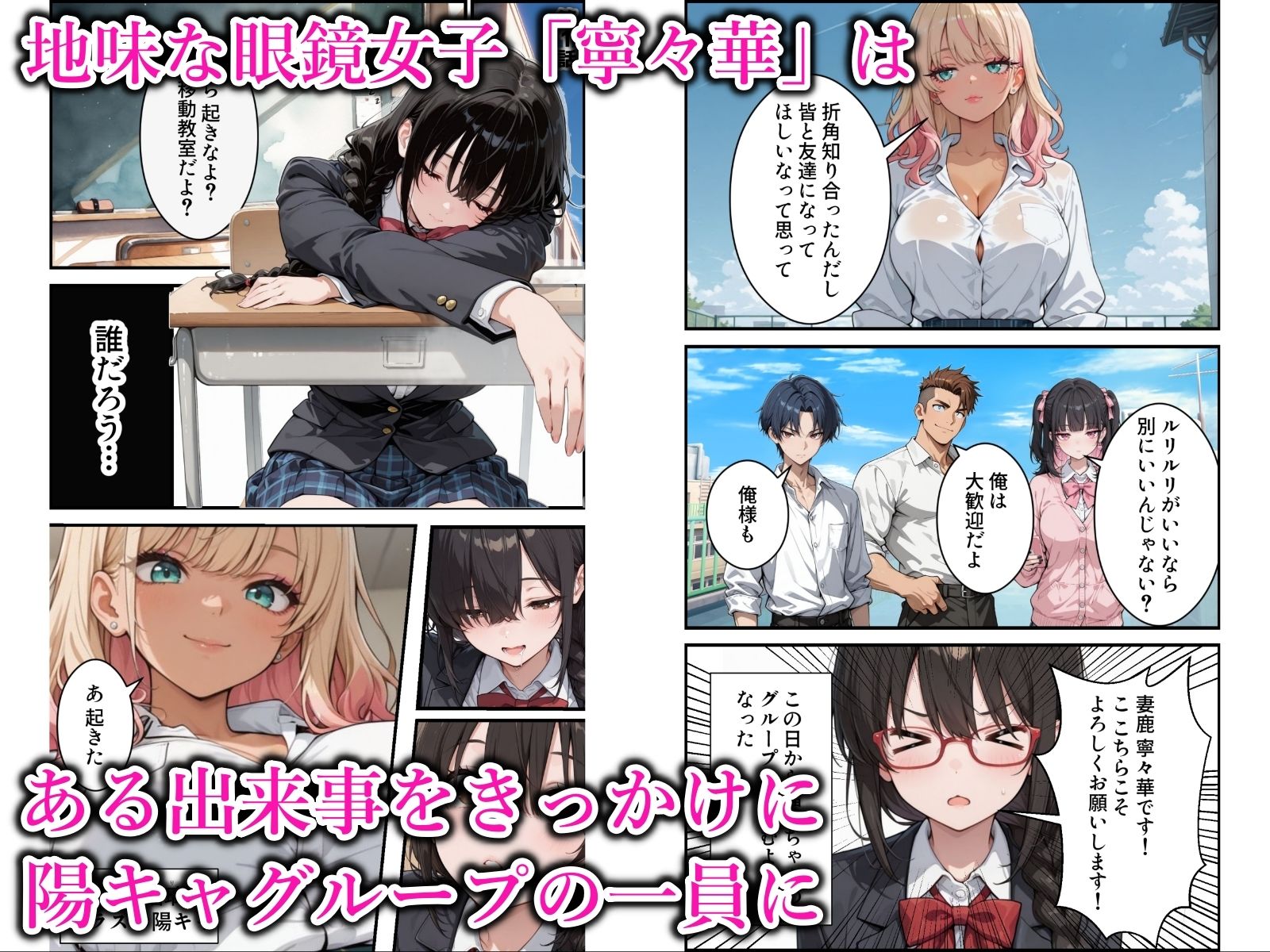 【無料エロ漫画】地味な爆乳陰キャがビッチギャルに堕ちる話