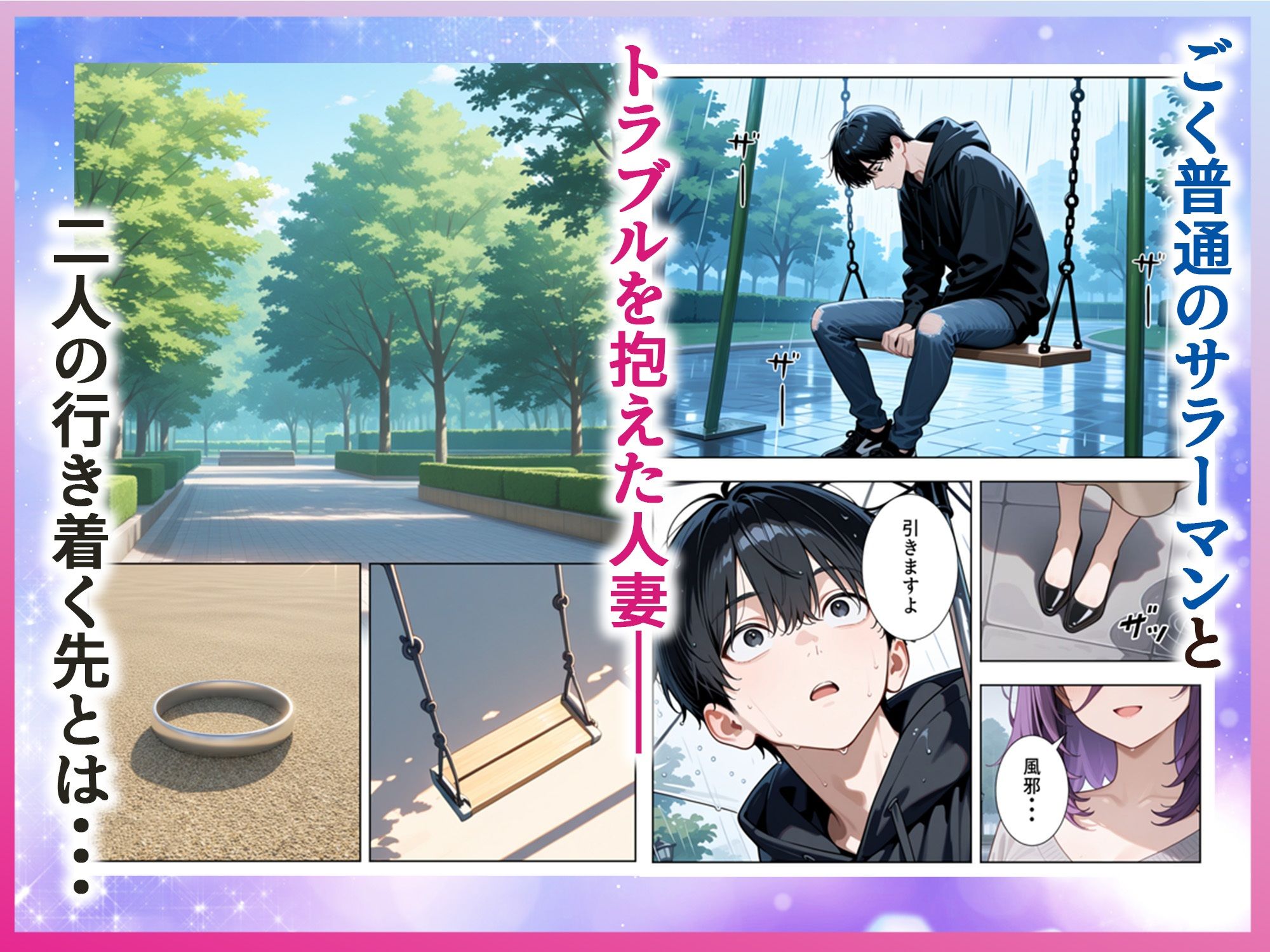 【無料エロ漫画】雨の日に出会った人妻とイチャらぶSEXするまで