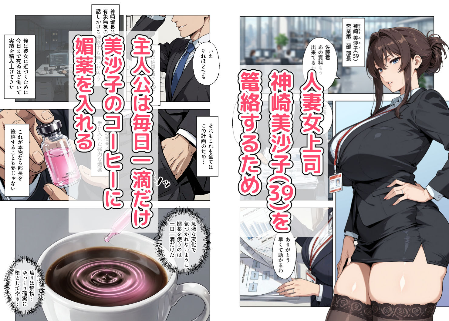 【無料エロ漫画】人妻女上司（39）に毎日一滴だけ媚薬を盛ってみた
