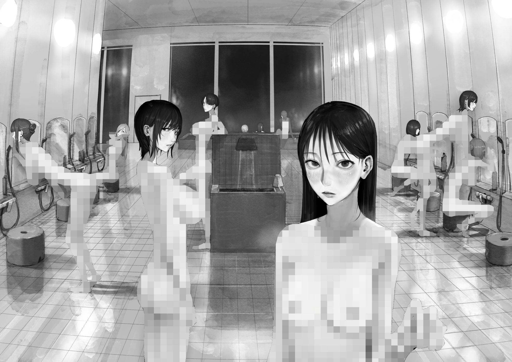【無料エロ漫画】チー牛陰キャが妹に連れられ修学旅行JKしかいない大浴場で現役JKとゴムなし18Pハーレム大乱交！！