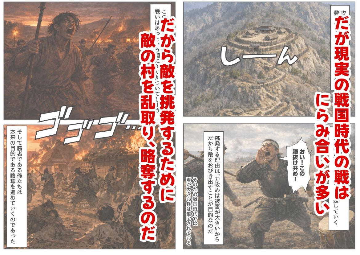 【無料エロ漫画】《戦の乱取り（略奪）》 戦国時代の農村に俺が転生したら、エロすぎた史実の話