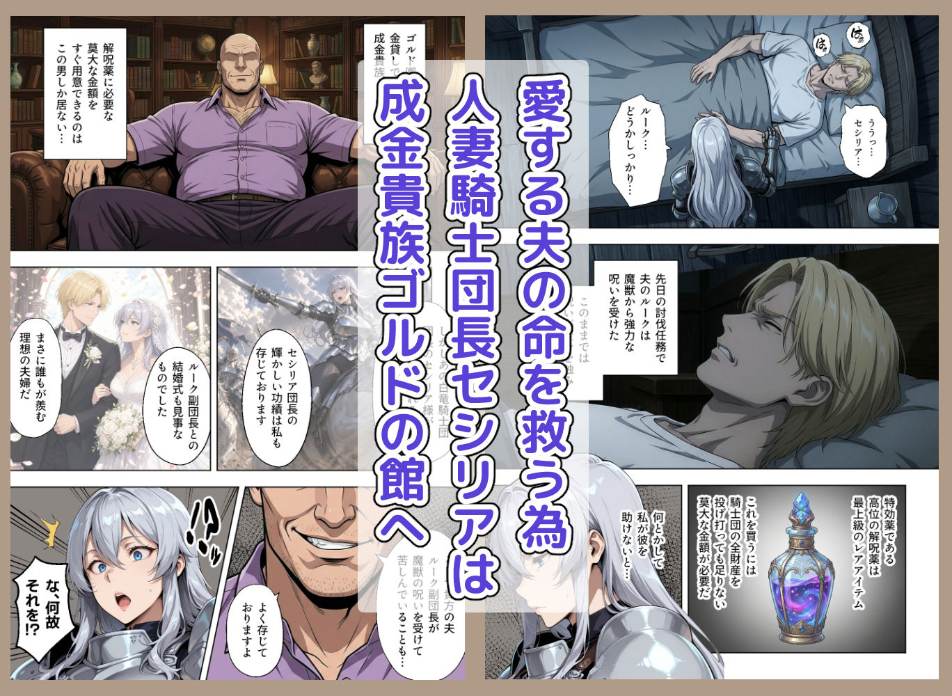 【無料エロ漫画】絶対服従契約〜気高き人妻騎士団長が成金おっさん貴族に性教育されてメス堕ちする話