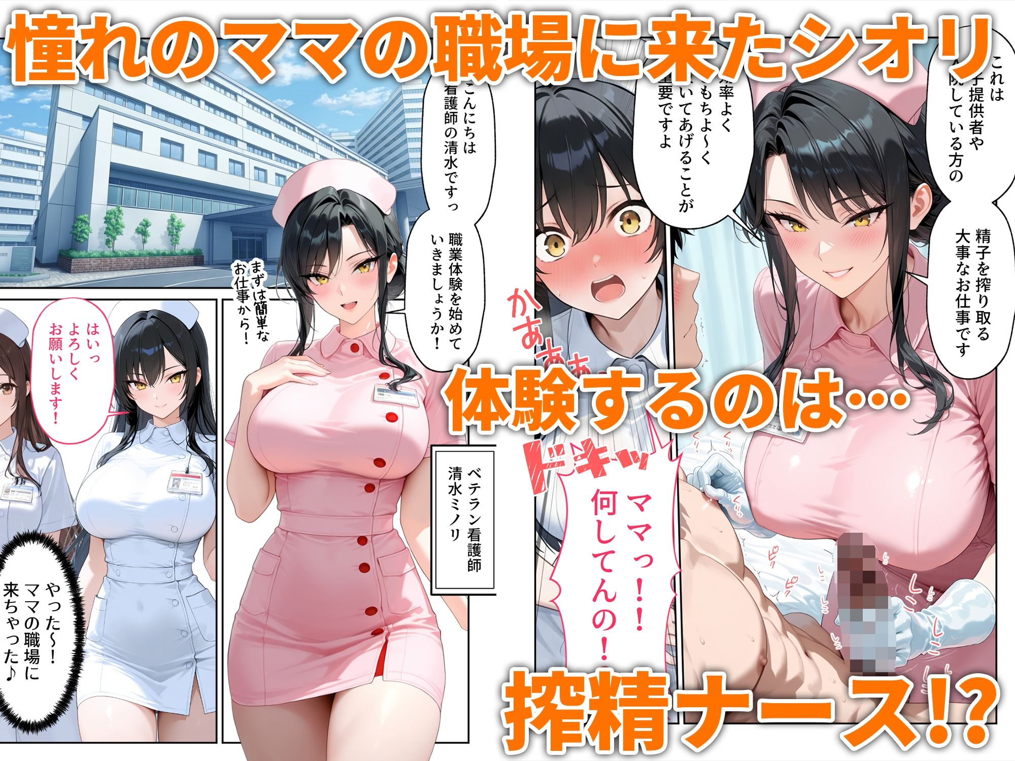 【無料エロ漫画】職場体験えっち 女子●生3人エッチな職場体験
