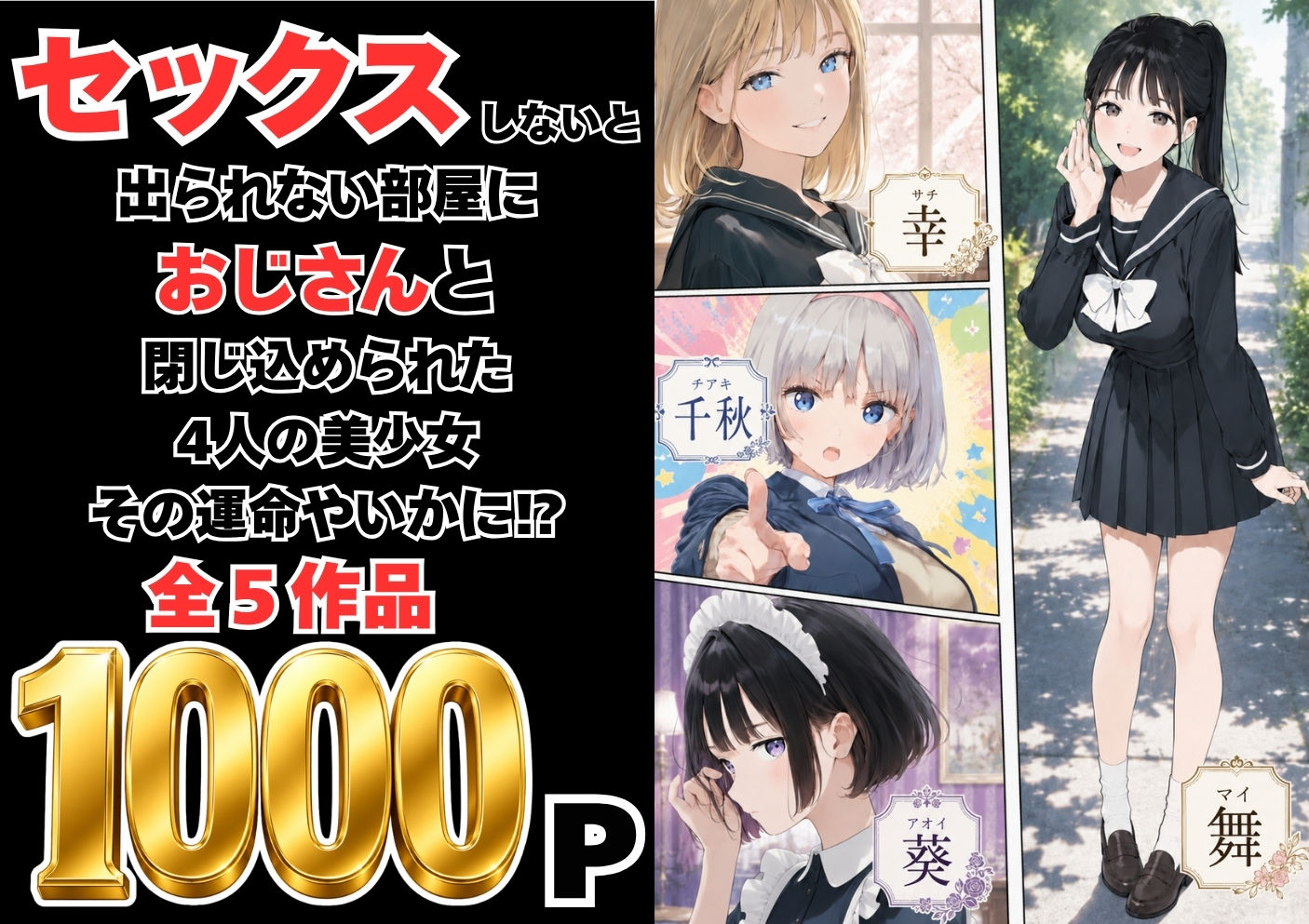 【無料エロ漫画】おじさんとセックスしないと出られない部屋全5作品